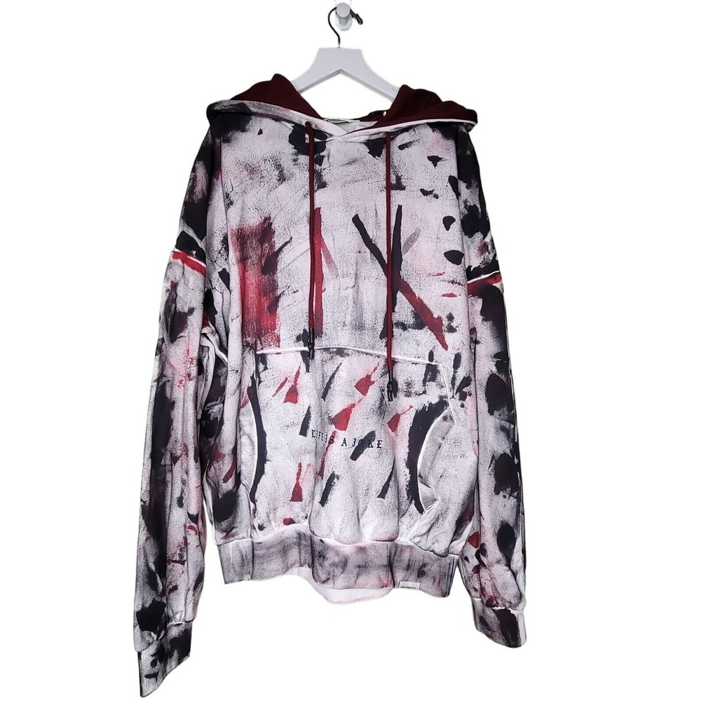 Elevenparis Sweatshirt Hoodie Maroon Rhubarb Splatter Life is a Joke Grunge L